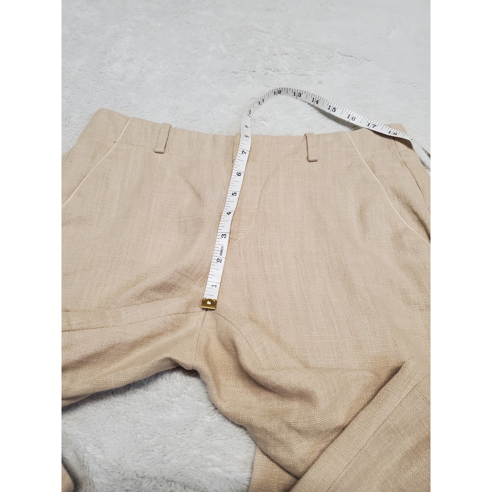 Elevenses Anthropologie Cream Linen Blend Cropped Pant 2 Capsule Boho Minimalist - Picture 7 of 11